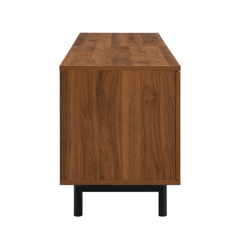 TV Stand, Media Console With 2 Drawers, Soft Closing Hinges, Adjustable Shelves, Slatted Design - Walnut