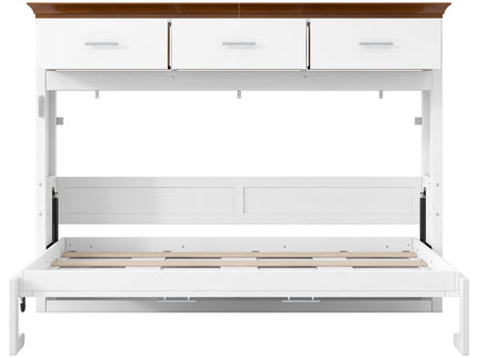 Twin Size Murphy Bed With 3 Drawers - White