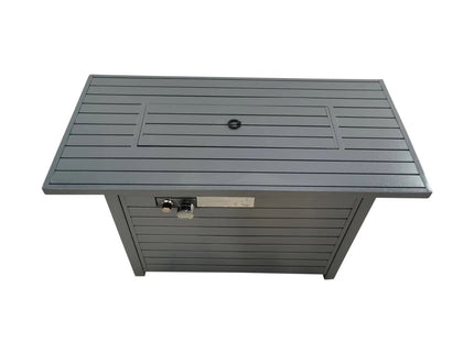 Outdoor Gas Fire Pit Table With Durable Construction And Lid - Gray