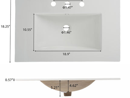Modern Bathroom Vanity With Ceramic Sink, Tempered Blurred Glass Doors