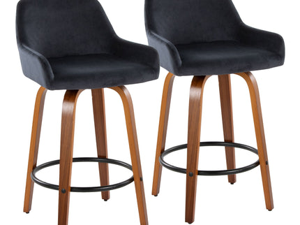 Daniella - Contemporary Fixed Height Counter Stool With Swivel With Round Footrest (Set of 2)