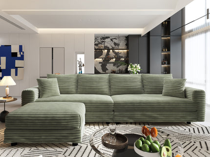 Convertible Deep Seat Sofa With Soft Pillows And Ottomans