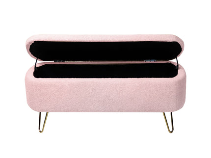 Storage Ottoman Bench For End Of Bed Legs, Modern Camel Faux Fur Entryway Bench Upholstered Padded With Storage For Living Room Bedroom