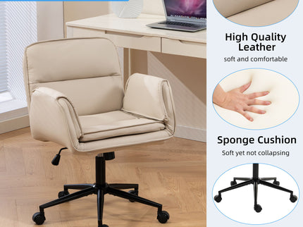 Criss Cross Swivel Desk Chair With Adjustable Armrests & Wheels For Home Office