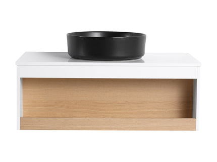 Floating Bathroom Vanity With Glossy Round Vessel Sink