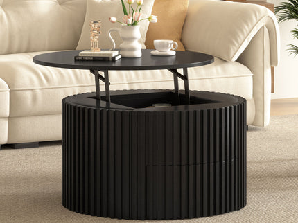 Round Lift Top Coffee Table With Hidden Storage For Living Room