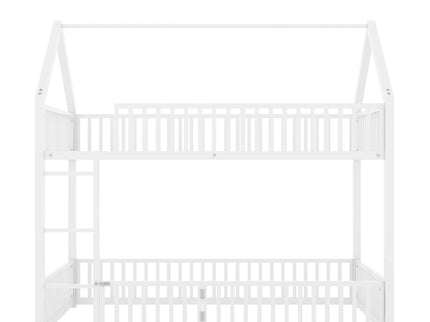 Metal House Bunk Bed With Fence And Door