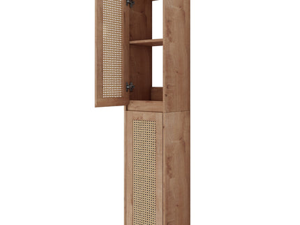 Modern Imitative Wall Mounted Bathroom Vanity With Resin Sink & 2 Side Cabinet, Soft Close Drawer - Imitative Oak