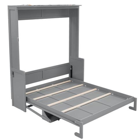 Murphy Bed With Desk, LED Lights And USB Charging Station