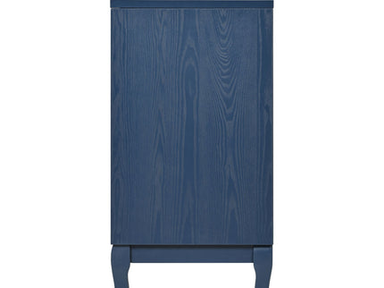 Elegant Sideboard With Sophisticated Wavy Pattern Doors And Arched Groove Design, Adjustable 4 Door Layout