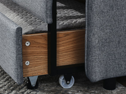 Daybed With Trundle And Storage Drawers, Flat Arms With Pocket