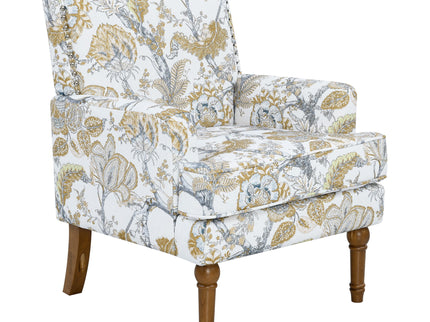 Floral Accent Armchair With Nailhead Trim