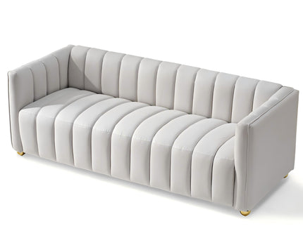Vertical Channel Tuft Sofa For Apartment Lounge - Ivory
