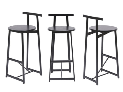 Modern Bar Stools With Backrest For Kitchen (Set of 3)