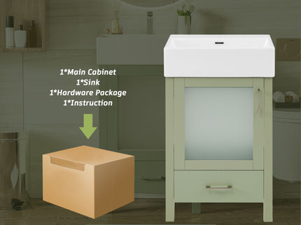 Bathroom Vanity With Ceramic Sink And Ample Storage, Ideal For Small Bathrooms