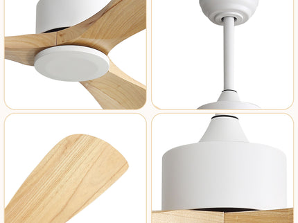 42" Ceiling Fan With No Light, Reversible DC Motor, 2 Downrods (12.5Cm / 25Cm) For Bedroom & Living Room - White