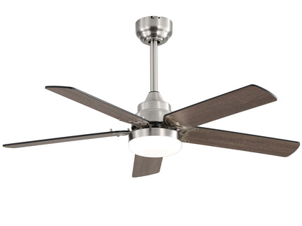 42" Ceiling Fan With Reversible DC Motor, LED Light, 5 Blade Design - Nickel