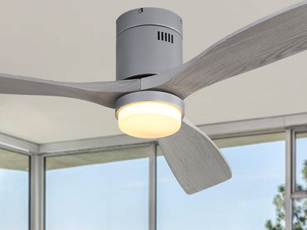 52" Ceiling Fan With LED Light, Reversible DC Motor, Remote Control - Silver