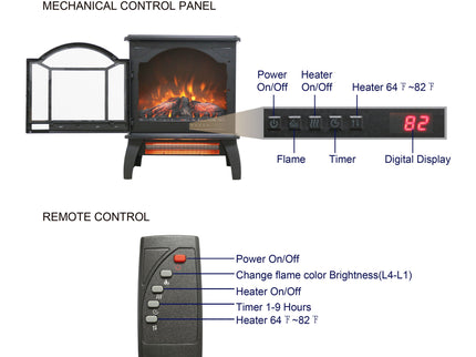 3D Flame Electric Infrared Quartz Fireplace Stove With Remote Control