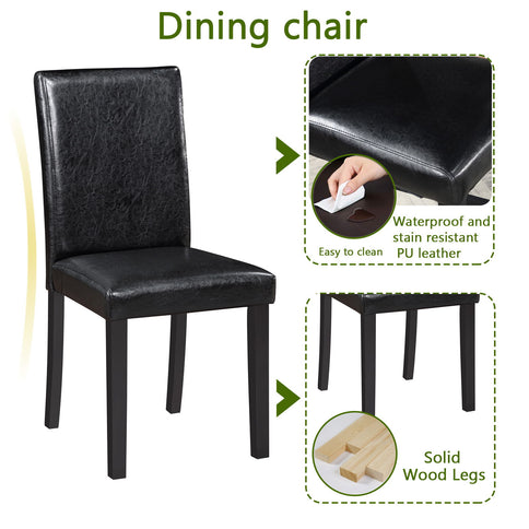 5 Pieces Wooden Dining Table Set, Square Table And 4 Upholstered Chairs