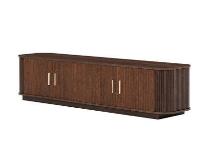 70" TV Stand With Ample Storage, Refined Curved Corners - Dark Brown