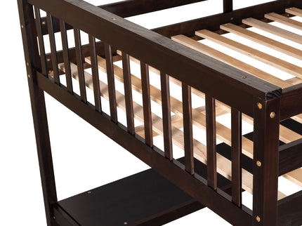 Loft Bed With Storage Shelves And Under Bed Desk