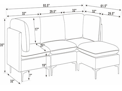 Upholstered Modular Sectional & Tall Legs