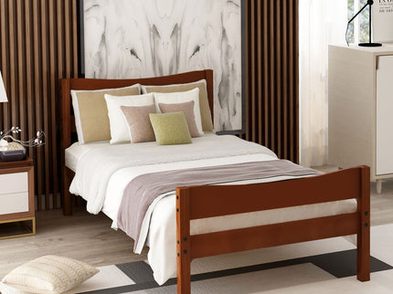 Twin Size Platform Bed With Headboard And Wooden Slat Support