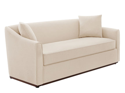 3 Seater Sofa With Wrap Around Armrests And Throw Pillows, For Living Room - Oatmeal
