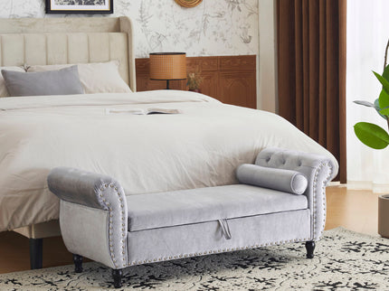 Luxurious Multifunctional Storage Ottoman Bench With Pillow