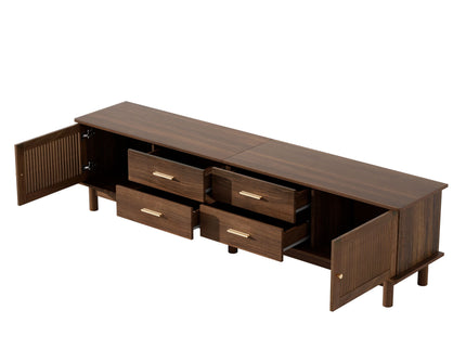 TV Stand For 85" TVs, 4 Smooth Glide Drawers - Walnut