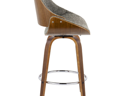 Fabrizzi - Mid Century Modern Fixed Height Counter Stool With Swivel With Round Footrest (Set of 2)