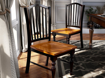 Dining Side Chairs (Set of 2) - Black / Oak