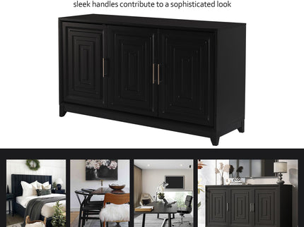 TV Stand For TVs Up To 65", Modern Entertainment Center Media Console Cabinet With 2 Spacious Storage Space, Solid Wood Legs For Living Room