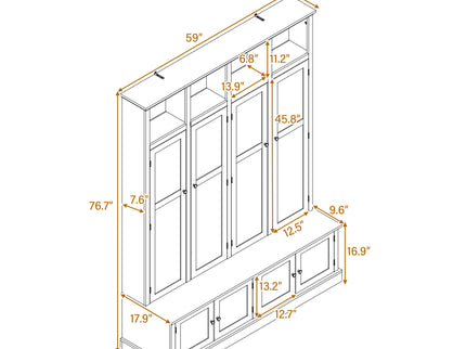 Hall Tree With Bench And Cabinet