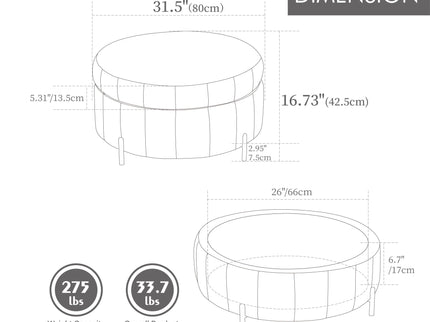 Upholstered Round Ottoman With Reversible Lid, Channel Tufted Pumpkin Shape