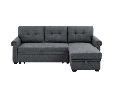 Upholstered Sleeper Sofa With Reversible Storage Chaise - Dark Gray