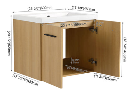 Floating Bathroom Vanity With Sink, Wall Mounted Double Door Storage