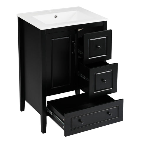 Retro Bathroom Vanity With Sink, Soft Closing Cabinet & Drawers