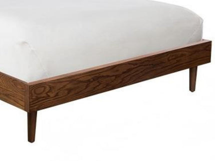 Queen Size Bed With Attached Nightstands And Hidden Storage - Pecan