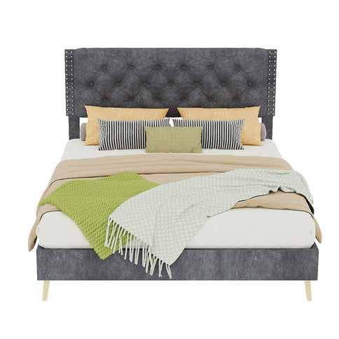 Upholstered Bed With Tufted Headboard