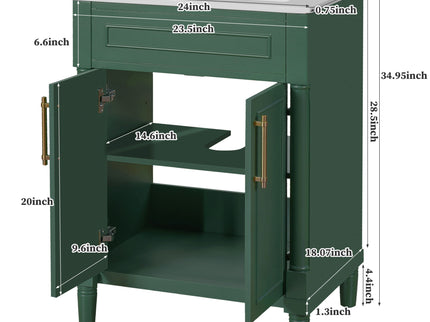 Bathroom Vanity With Integrated Sink, 2 Door Cabinet, Single Sink For Small To Medium Bathrooms