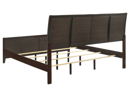 Eastern King Panel Bed With Upholstered Headboard And Footboard - Cappuccino