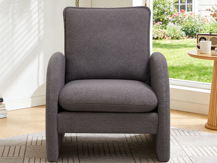 Modern Sherpa Upholstered Accent Chair, Comfortable Living Room Armchair, Lounge Chair For Bedroom, And Office