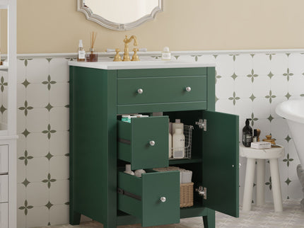 Bathroom Vanity With Basin, Rectangular Cabinet With 2 Drawers And Soft Closing Door