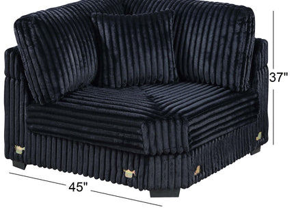 1 Piece Corner Wedge Only Texture Upholstered Modular Living Room Furniture - Black