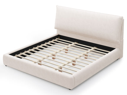 Upholstered Platform Bed Frame With Oversized Plush Pillow Headboard