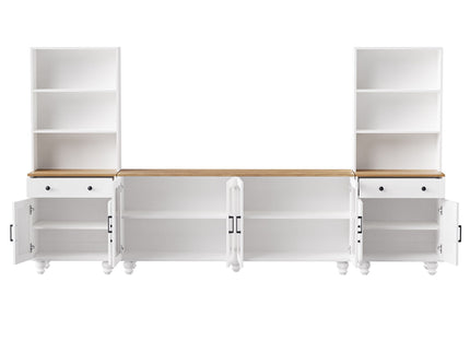 Farmhouse TV Stand With Solid Wood Gourd Shaped Legs For TVs Up To 70"