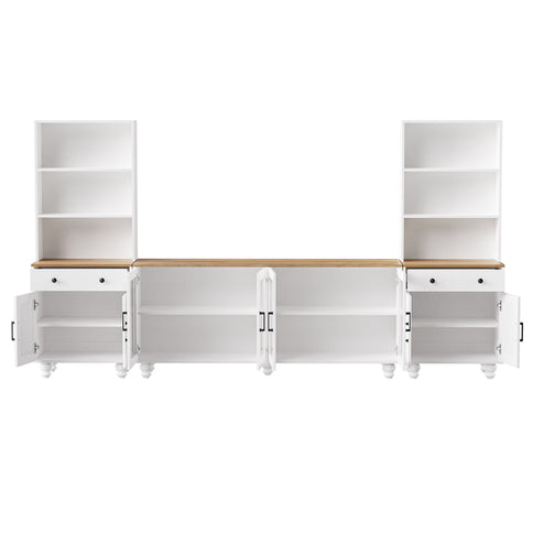 Farmhouse TV Stand With Solid Wood Gourd Shaped Legs For TVs Up To 70"