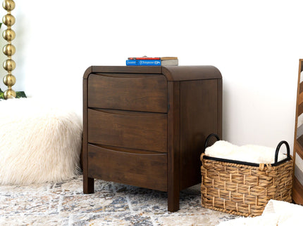 Lionel - Nightstand 3 Drawer Bed Side Table - Brown